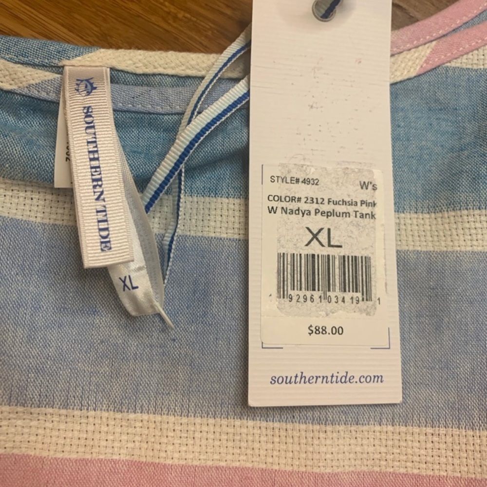 NWT Southern tide women’s XL fuchsia pink with Nadia peplum tank - Picture 6 of 8